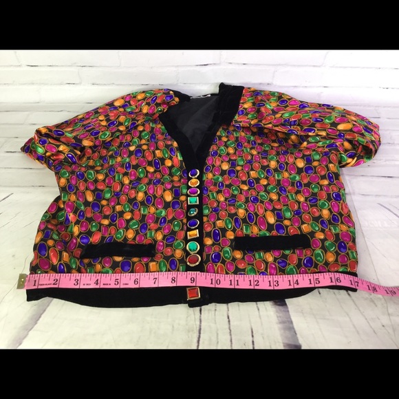 VTG Jeweled All Over Print Blazer Jacket Skirt Set - Picture 7 of 8